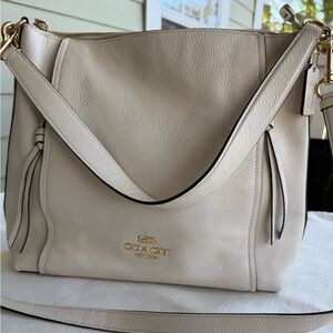 Coach Pebbled Leather Shoulder/Crossbody Bag – Light Cream